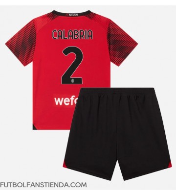 AC Milan Davide Calabria #2 Primera Equipación Niños 2023-24 Manga Corta (+ Pantalones cortos)
